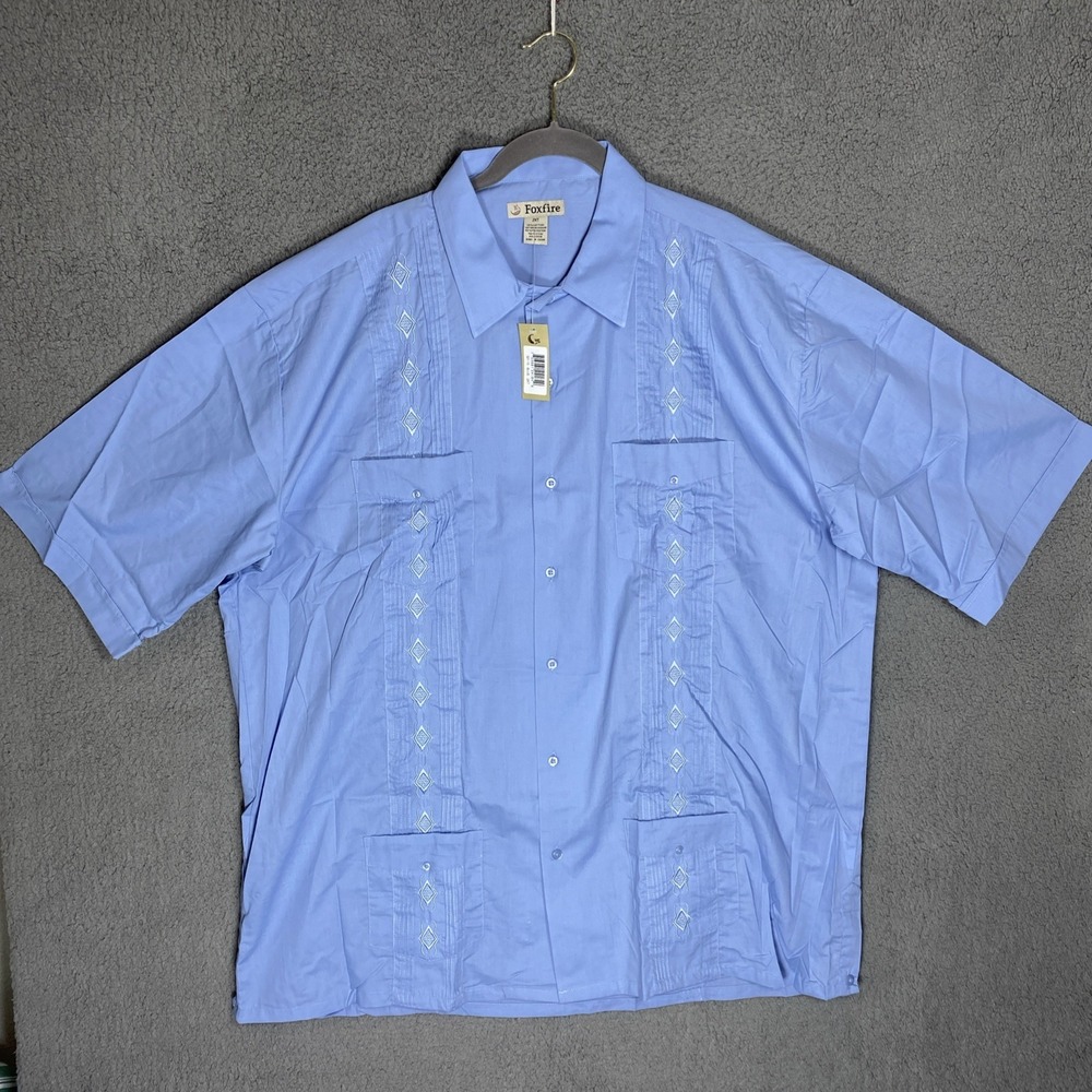 FOXFIRE Sportswear Men's 2XT Embroidered Poly/Cotton Guayabera Wedding Shirt